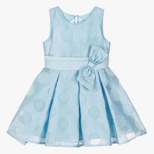 Abel & Lula-Girls Blue Organza Polka Dot Dress | Childrensalon