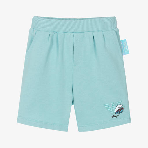 Emporio Armani-Baby Boys Blue Smurfs Cotton Shorts | Childrensalon