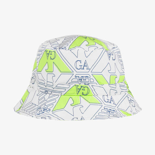 Emporio Armani-Boys White Eagle Print Bucket Hat | Childrensalon