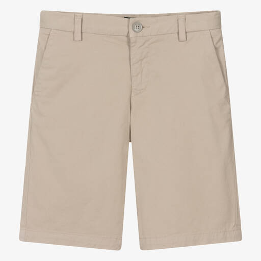 Emporio Armani-Teen Boys Beige Cotton Chino Shorts | Childrensalon