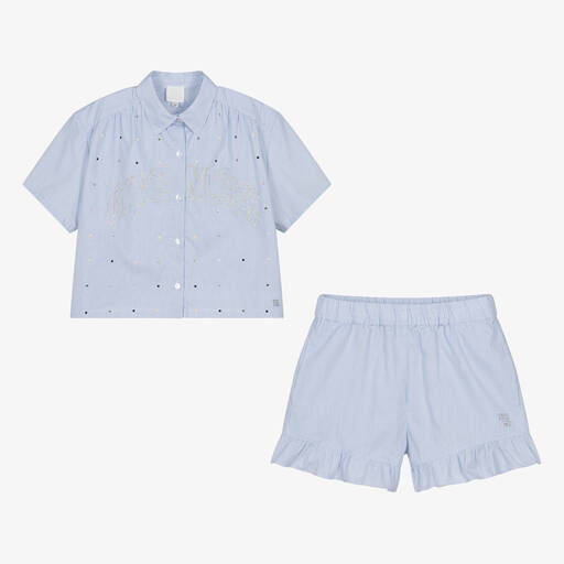 Givenchy-Teen Girls Blue Swarovski Crystal Shorts Set | Childrensalon