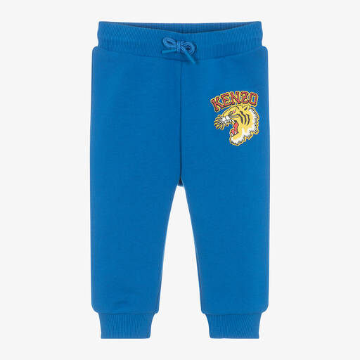 KENZO KIDS-Boys Blue Varsity Tiger Cotton Joggers | Childrensalon