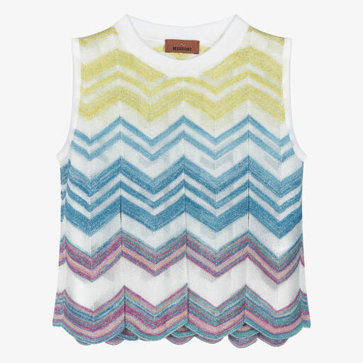 Missoni-Teen Girls Blue & Pink Zigzag Knitted Top | Childrensalon