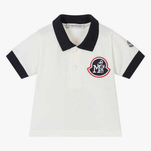 Moncler Enfant-Boys Ivory Cotton Polo Shirt | Childrensalon