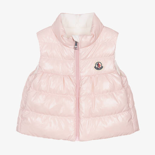 Moncler Enfant-Girls Pale Pink Hiva Down Puffer Gilet  | Childrensalon