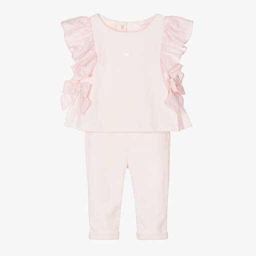 Patachou-Girls Pink Cotton Trousers Set | Childrensalon