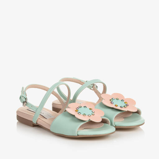 Stella McCartney Kids-Girls Green & Pink Flower Sandals | Childrensalon